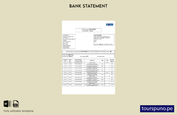 listo para imprimir India Sí Plantilla de páginas de extracto de Ibank